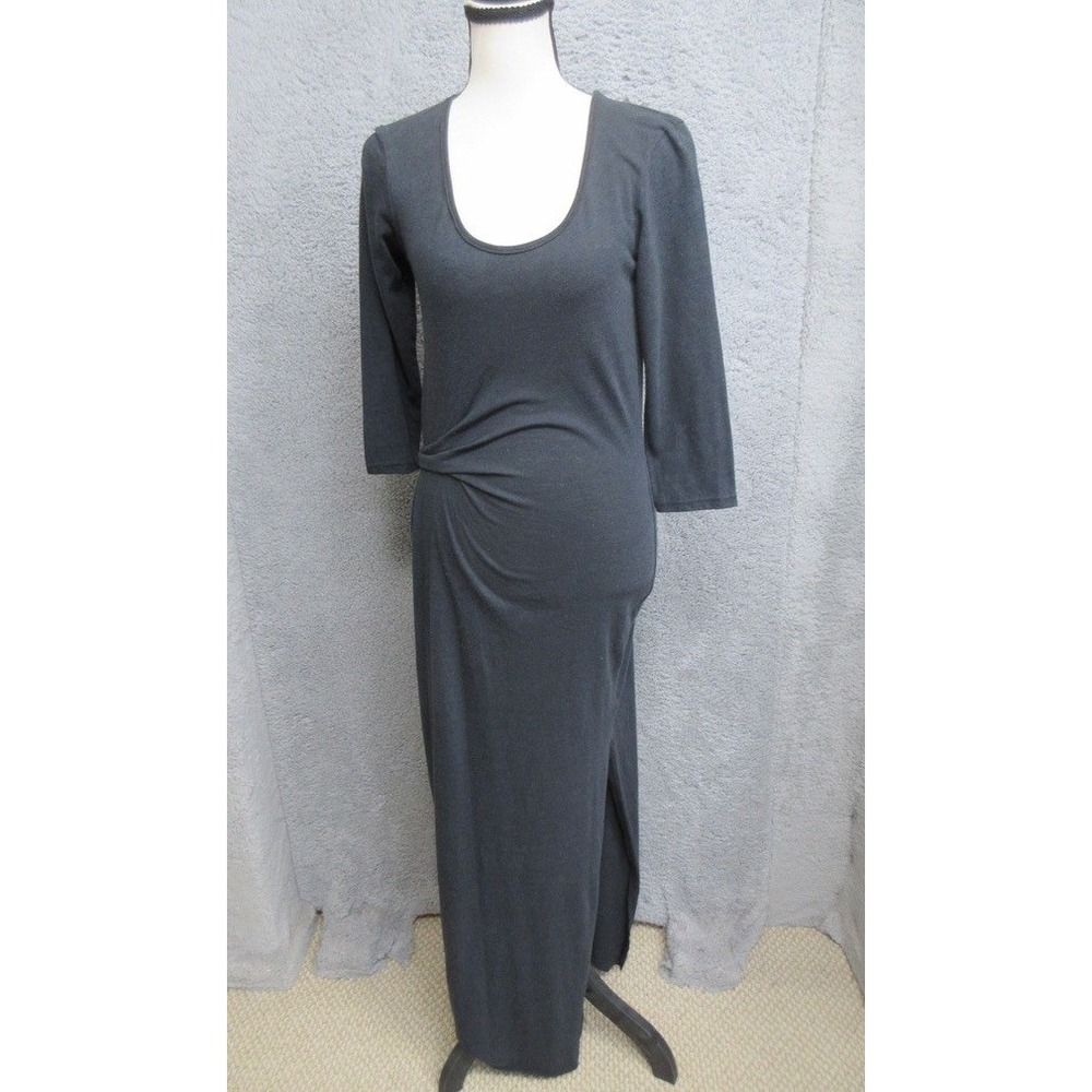 Alternative Apparel Grey Ruched Maxi Dress M Minimalist Capsule Wardrobe Chic